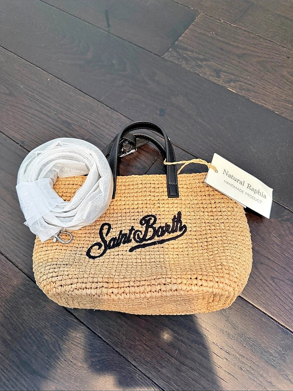 MC2 Saint Barth Mini City Raffia Bag Beige & Black NWT